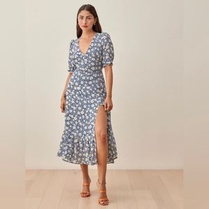 Reformation Nantes Mari Blue Floral Midi Dress